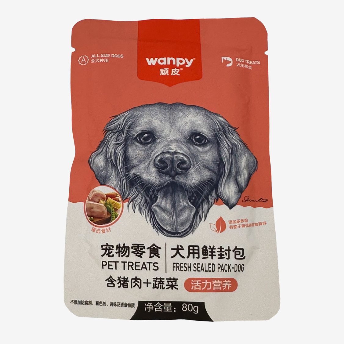 تشویقی توله سگ وانپی Wanpy با مرغ و تاندون گاو – ۸۰ گرمی